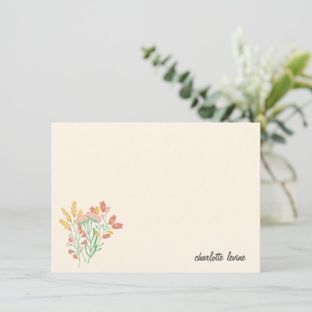 Simple Floral Wildflowers Personalised Stationery Thank You Card (Standing Front)