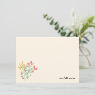 Simple Floral Wildflowers Personalised Stationery Thank You Card
