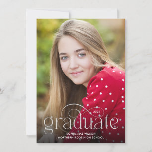 Simple Flourish Silver Type 1-Photo Grad Party Invitation