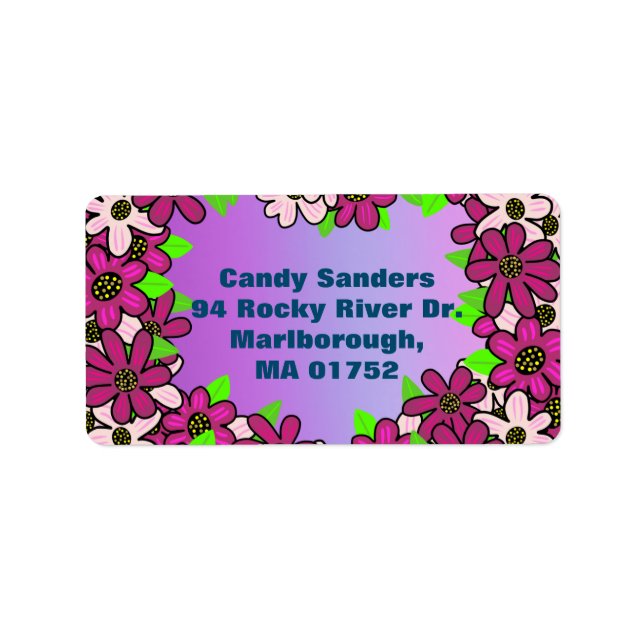 Simple Flower Address Sweet Elegant Garden Nature Label (Front)