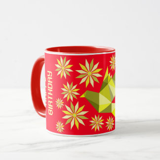 SIMPLE FLOWER BIRD BIRTHDAY GIFT ANYONE MUG