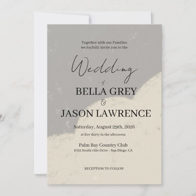 Simple flower Black & White Wedding Invitation (Front)