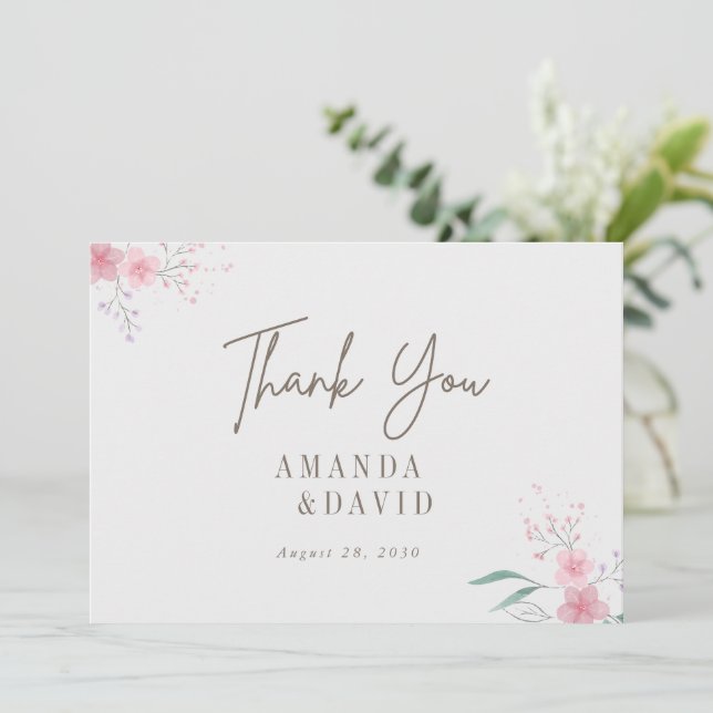 Simple Flower Elegant Thank You Card (Standing Front)