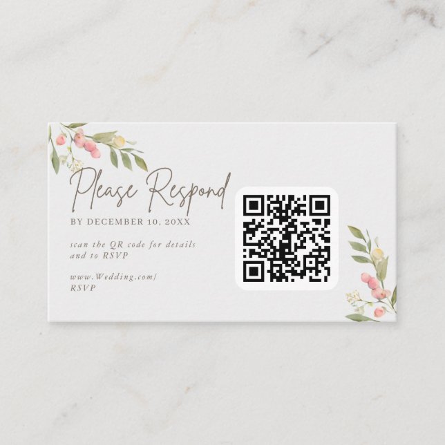 Simple Flower Elegant Wedding Enclosure Card (Front)