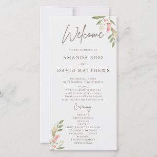 Simple Flower Elegant Wedding Programs