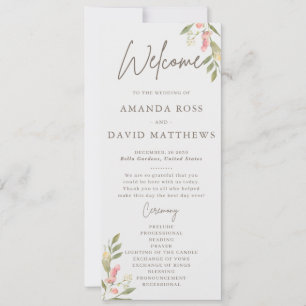 Simple Flower Elegant Wedding Programs