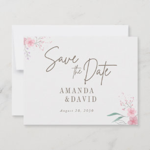 Simple Flower Elegant Wedding Save The Date