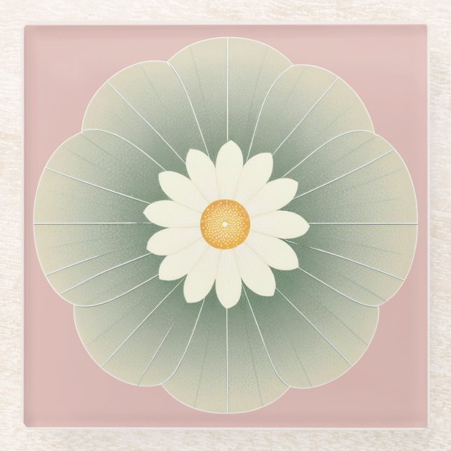 Simple Flower Glass Coaster (Front)