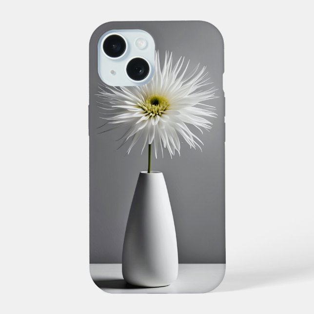 Simple Flower In Vase iPhone 15 Case (Back)