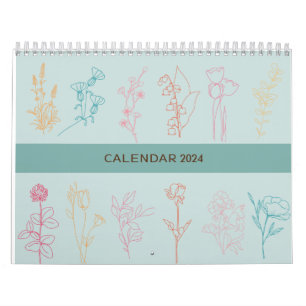 SIMPLE FLOWER LINE ART DESIGN RETRO BIBLE VERSE CALENDAR