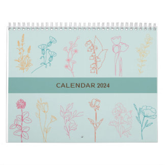SIMPLE FLOWER LINE ART DESIGN | RETRO BIBLE VERSE CALENDAR