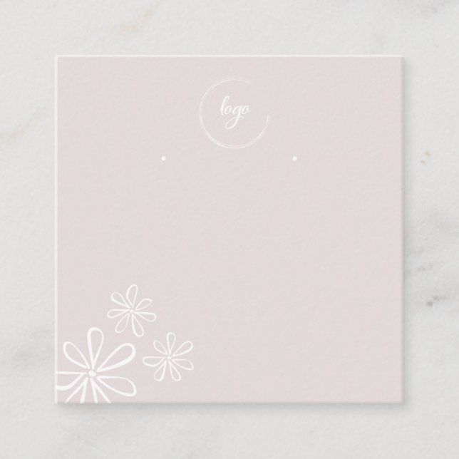 Simple Flower Neutral Display Cards for Earrings (Front)