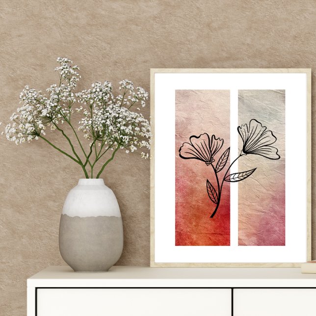 Simple Flower Outline Vibrant Colour Background Poster (Creator Uploaded)