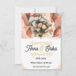 Simple Flower Overlay Wedding Invitation Photo