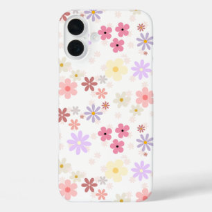 Simple Flower Patterned iPhone 16 Plus Case