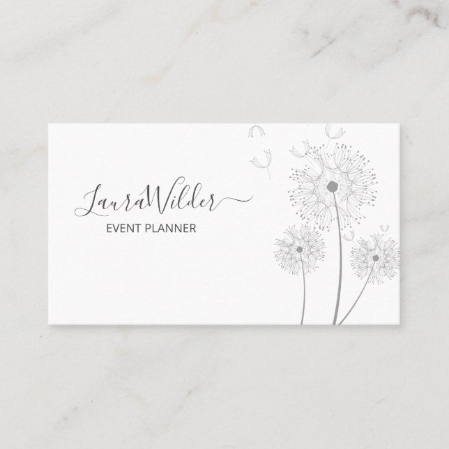 Simple Flower Scattering In Wind Event Planner Business Card (Front)