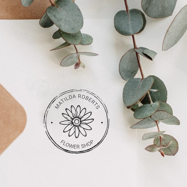 Simple Flower shop Custom Business Rubber Stamp (Creator Uploaded)
