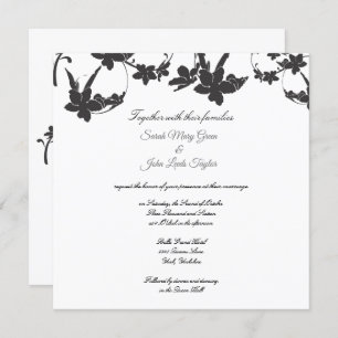Simple Flower Silhouette Wedding Invitation Square