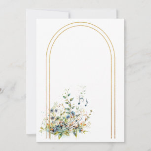 Simple flowers and music notes Blank  Invitation