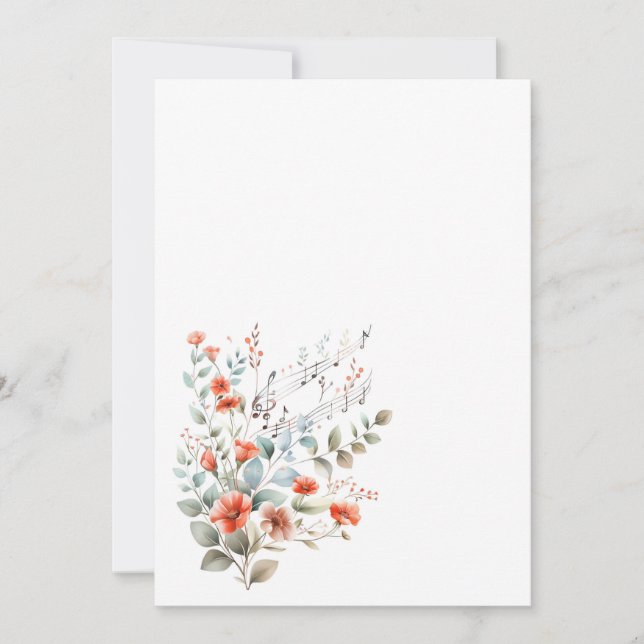 Simple flowers and music notes Blank  Invitation (Front)