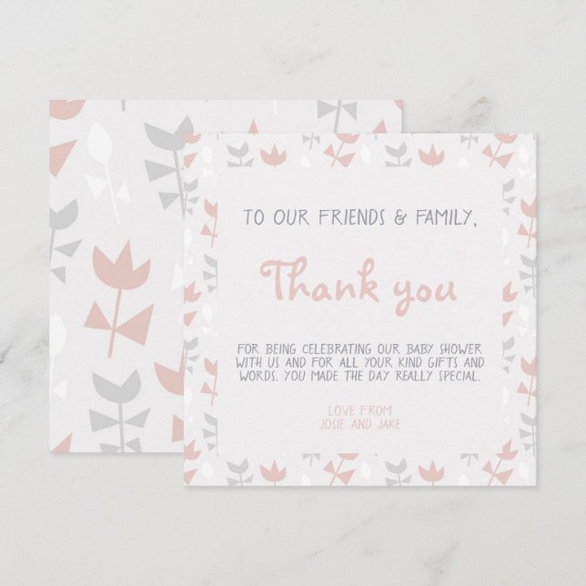 Simple flowers baby shower soft pastel invitation (Front/Back)