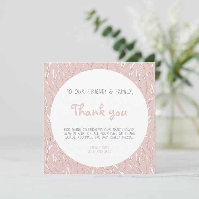 Simple flowers baby shower thank you card (Standing Front)