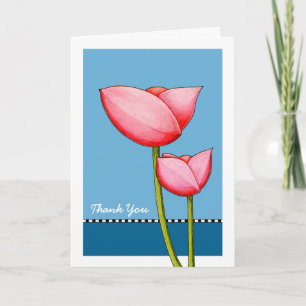 Simple Flowers blue Thank You Card
