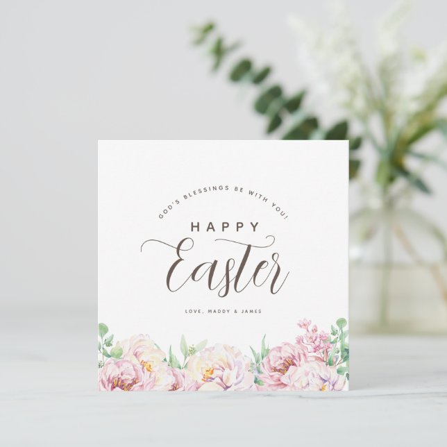 Simple Flowers Easter Personalised Greeting Card (Standing Front)