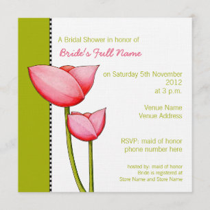 Simple Flowers green 2 Bridal Shower Invitation