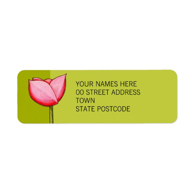 Simple Flowers green Return Address Label (Front)