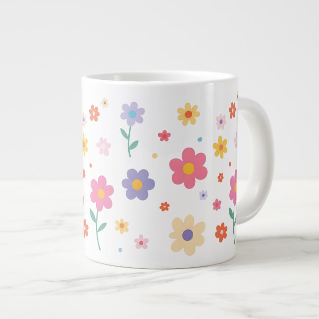 Simple Flowers Large Coffee Mug (Front Right)