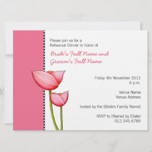 Simple Flowers pink 2 Rehearsal Dinner Invitation