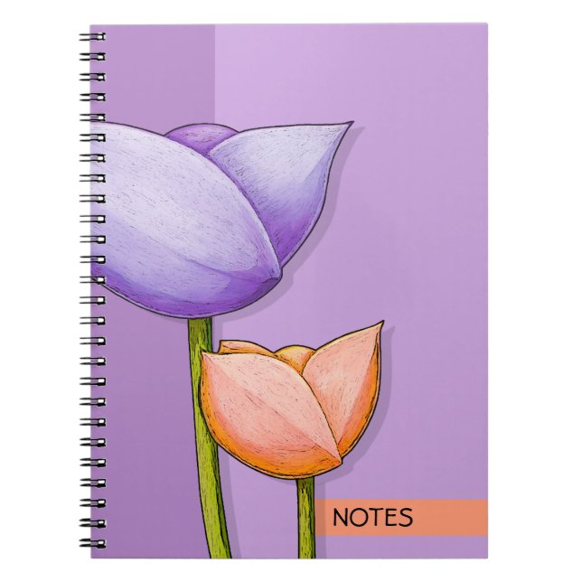 Simple Flowers purple orange Notebook (Front)