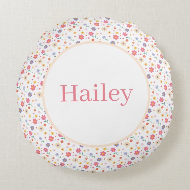 Simple Flowers Round Cushion (Front)