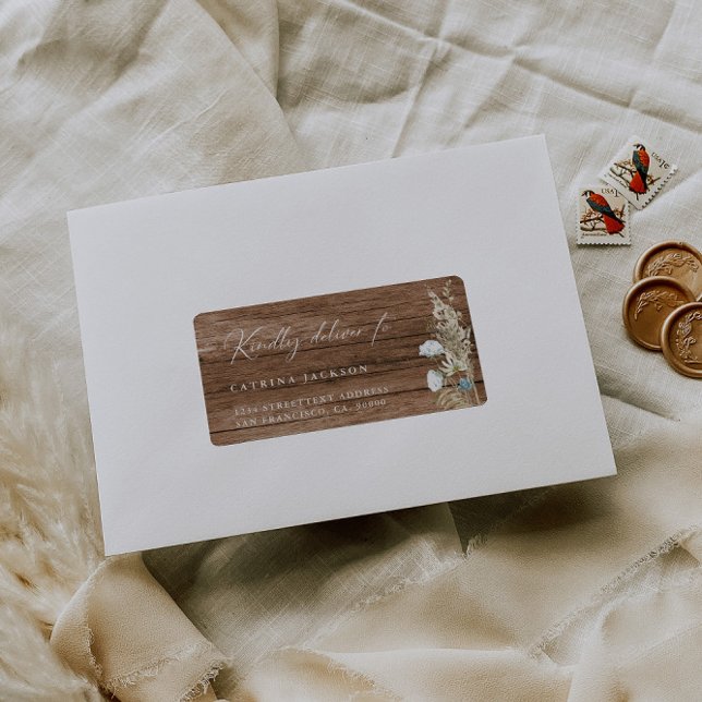 Simple Flowers Rustic Wooden Return Address Label (Creator Uploaded)