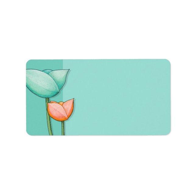 Simple Flowers teal orange Address Label (Front)