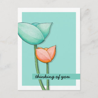 Simple Flowers teal orange Postcard