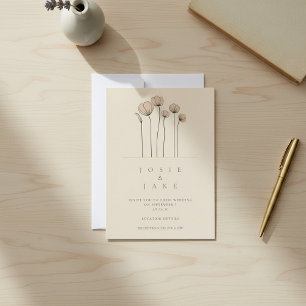Simple Flowers Wedding Invitation in Muted Tones
