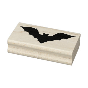 Simple Flying Bat Silhouette Shape Rubber Stamp