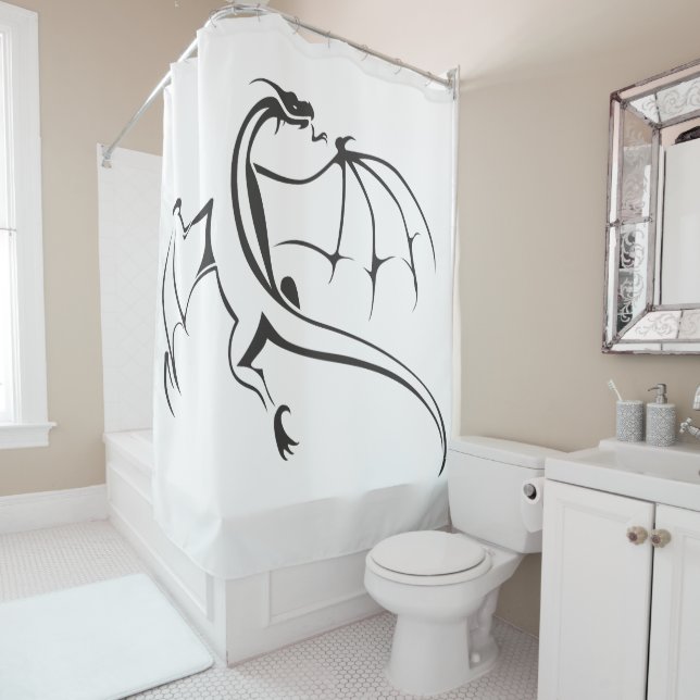 Simple Flying Dragon Shower Curtain (In Situ)