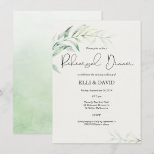 Simple Foliage Greenery Rehearsal Dinner Invitation