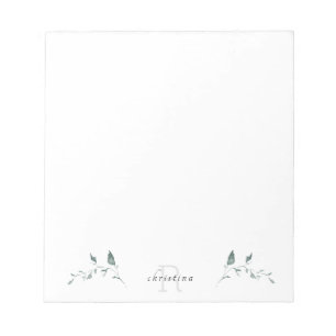 Simple Foliage Monogram  Notepad