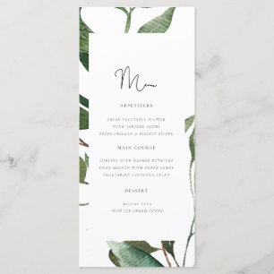 Simple Foliage Monogram Wedding Menu