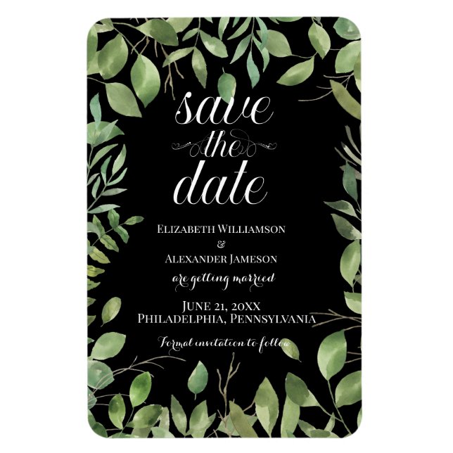 Simple Foliage Save The Date/Wedding Magnet (Vertical)