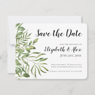Simple Foliage, Save the Date with Wedding Website
