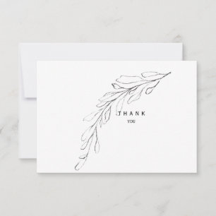 Simple Foliage Stem Funeral Thank You Name & Date