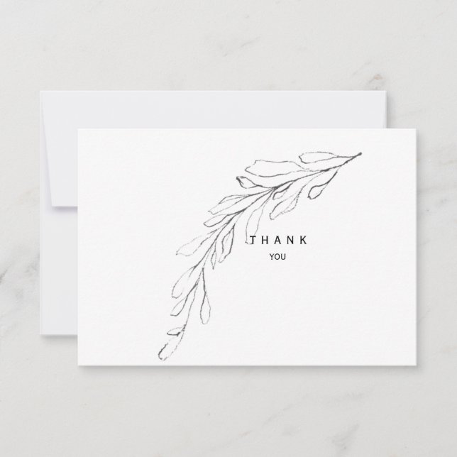 Simple Foliage Stem Funeral Thank You Name & Date (Front)