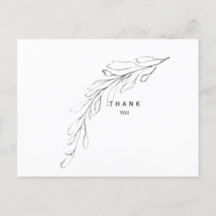 Simple Foliage Stem Funeral Thank You Name & Date  Postcard