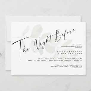 Simple Foliage The Night Before Rehearsal Dinner Invitation