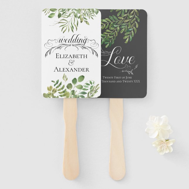 Simple Foliage, Wedding Day Hand Fan (Front and Back)